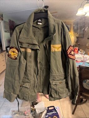 Captain Marvel Carol Danvers Army Green Full Zip Patch Utility Jacket XLarge